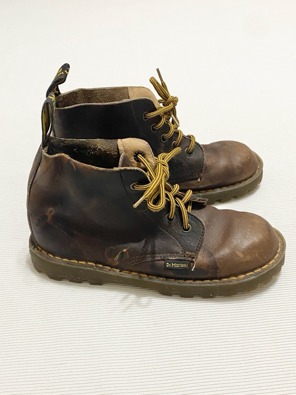 Vintage Dr Martens Made In England Kid's Brown Leather Lace Up Boots
